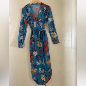 Floral Wrap Long Sleeve Maxi Dress